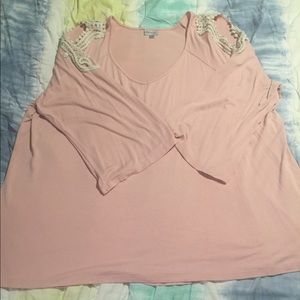 Pink cold shoulder blouse